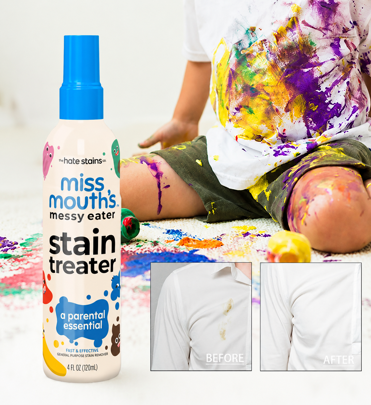 Miss Mouth's Messy Eater Stain Treater – Quitamanchas Instantáneo para Ropa | 4 oz (118 ml)